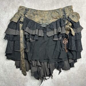 DEVIL FASHION Steam Steampunk Skirt GOTH Brown And Black Layered Metal Sz XXL